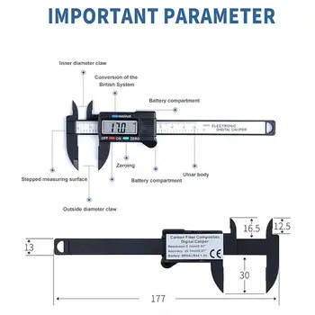 0-100 mm Vernier Čeljusti Spretno Proizvodnji izdelkov Vrhunske Kakovosti LCD Digitalni Elektronski Merilni Instrumenti, Mikrometrsko