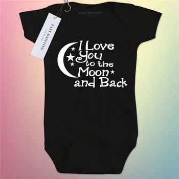 0-24 M Baby Bodysuit Fantje Dekleta Oblačila Ljubim Luno In Nazaj Black Newborn Baby Babygrow Playsuits Oblačila Bodysuits