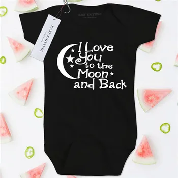 0-24 M Baby Bodysuit Fantje Dekleta Oblačila Ljubim Luno In Nazaj Black Newborn Baby Babygrow Playsuits Oblačila Bodysuits