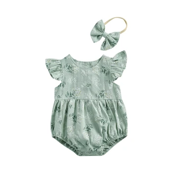 0-24M Poletje Cvet Novorojenega Dojenčka Baby Dekleta Romper Ruffles Cvetlični brez Rokavov Jumpsuit Sunsuit Kostumi Obleke