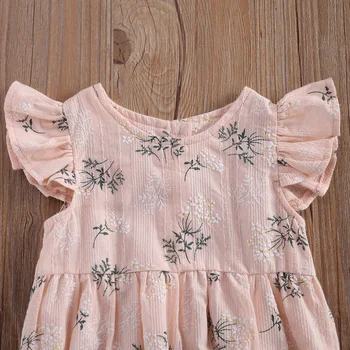 0-24M Poletje Cvet Novorojenega Dojenčka Baby Dekleta Romper Ruffles Cvetlični brez Rokavov Jumpsuit Sunsuit Kostumi Obleke