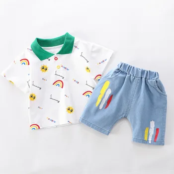 0-4-year-old children ' Malčka Bobo T-Shirt NOVA otroška oblačila dečke in deklice Baby Set mavrica Vrh + priložnostne hlače