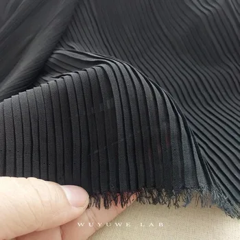0,5 Metra Črno Bel Naguban Šifon Organ Krat Čipke Tkanina Ročno Šivanje DIY Krilo Obleko Tkanine Materiala Pribor 150 CM