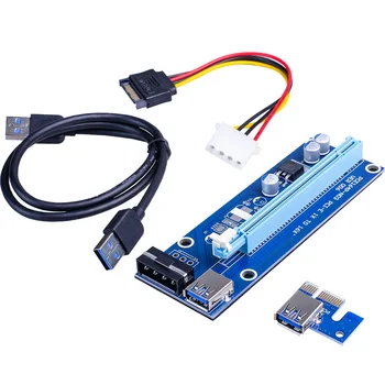 006 PCI-E Riser Card USB 3.0 PCI-E Riser Express 1X 4x 8x 16x razširitveno napravo Riser Adapter za SATA 15pin, da 4pin Napajalni Kabel za BTC