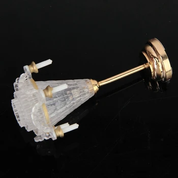 1:12 Lutke Miniature Lichtstativ Pet False Pregleden Sveča Lestenec LED Zlati