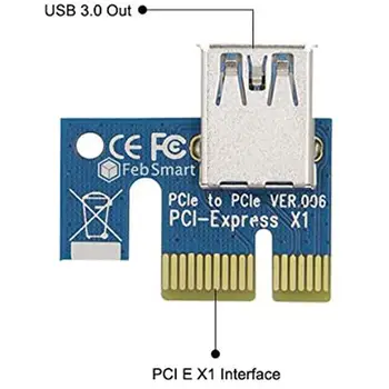 1-12Pcs VER006 PCI-E Riser Card za Bitcoin Rudar PCI Express 1x do 16x razširitveno napravo Kartica PCIe USB 3.0 Kabel SATA da 4Pin Moč