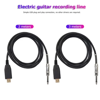 1/4 palca Mono Kabel USB Moški-6,35 mm Glasbeni Prijetno Kitaro, Bas za USB Povezavo Kabla Instrument Dobave