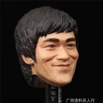 1/6 Obsega Azijskih KUNGFU Star Bruce Nasmejan Obraz Moškega Glavo Skulptura za 12 Cm figuric