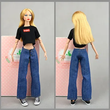 1:6 Punčko Oblačila, ki Za Barbie Lutka Oblek, 1/6 BJD Lutke Majica Crop Tops & Jeans Hlače Hlače Igrače Za Otroke