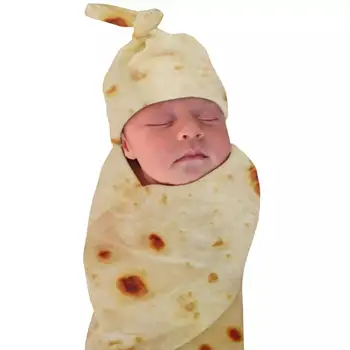 1 Nastavite Burrito Odejo Baby Moke Tortiljo Swaddle Bombažna Flanela Odejo, Spalno Swaddle Zaviti Klobuk Za Otroško Spanje