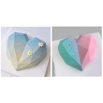 1 Pc 6 Votlini Diamond Ljubezen Silikonski Torto Plesni Silikonski 3D Srce Oblika Fondat Torta Čokoladni Mousse Peko Plesni Modeliranje Dekor