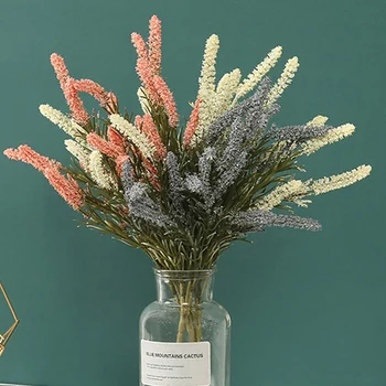 1 Snop Romantično Provence Sivke Plastičnih Umetno Cvetje, Poročni Dekorativne Vaze Doma Dekor Zrn Božič Ponaredek Rastlin