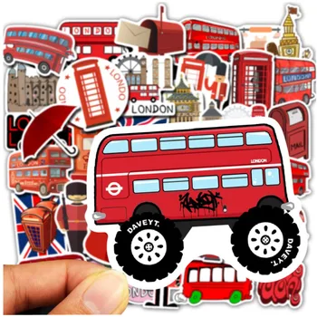 10/30/50Pcs/Set London rdeči avtobus phone booth Grafiti Nepremočljiva Skateboard Potovalni Kovček Telefon, Laptop Prtljage Nalepke Srčkan