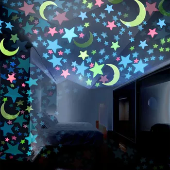 100 KOZARCEV 3D Zvezde Stenske Nalepke Svetlobna Fluorescentna Stenske Nalepke Za Otroke, Otroška Soba Spalnica Strop Doma Dekor FDH