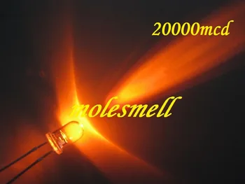 100 kozarcev 5 mm Oranžna Krog Visoko Super Svetle Vode, Jasno, LED Led 20000 MCD