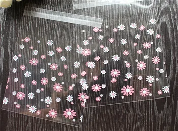 100 kozarcev/veliko 2size Jasno, mala chrysanthemum Plastičnih piškotek vrečke pakiranje cupcake ovijalnika samolepilni vrečke