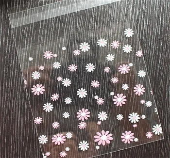 100 kozarcev/veliko 2size Jasno, mala chrysanthemum Plastičnih piškotek vrečke pakiranje cupcake ovijalnika samolepilni vrečke