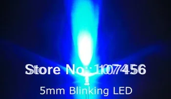 100 kozarcev/veliko brezplačna dostava!!! 5 mm utripajoča Modra LUČKA(8000mcd)5mm utripa Modro 5mm light-emitting diode