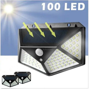 100 LED Sončno Svetlobo na Prostem Sončne Svetilke Z Senzor Gibanja LED Luči Nepremočljiva Sončni Pogon Za Vrtno Razsvetljavo Žaromet