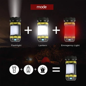 10000LM LED Kampiranje Luč USB Polnilna Svetilka za Zasilno Pohodništvo, Ribolov vgrajene Baterije Stoji Baklo