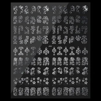 108pcs/sheet 3D Prevelik Mešani Cvetlični Vzorec, Nail Art Nalepke, Zlate/Modra/Bela 6 Kitajski Slog Poliranje Manikura Nohtov DIY Folije