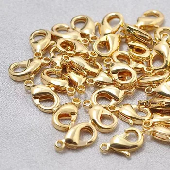 10pcs 24K Zlata Barva Medenine 10 mm 12 mm 15 mm Jastog zapirala za nakit, izdelava ročno DIY zapestnice ogrlica zaponko pribor