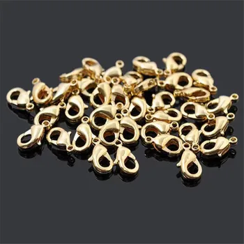10pcs 24K Zlata Barva Medenine 10 mm 12 mm 15 mm Jastog zapirala za nakit, izdelava ročno DIY zapestnice ogrlica zaponko pribor