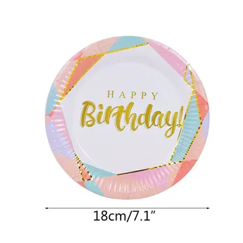 10pcs 7inch za Enkratno uporabo Tablice Happy Birthday Papir Plošče Za Baby Tuš Poroka Stranka Dekor Dobave Rojstni Odlikovanja