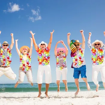 10Pcs Havaji Party: roœnate vence Cvet Garland Tropsko Poletje Pisani Cvetlični Ogrlica Za Plažo Wdding Rojstni dan Dobave Venec