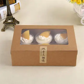 10pcs Kartona, Papirja Torto Pakiranje Škatle Cupcake Posode za Peko Muffin Škatle Majhnimi Vložki Torto Držalo Okno