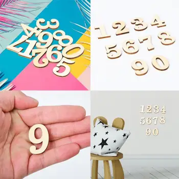 10Pcs Lesene Digitalni Število Dekoracijo DIY Scrapbooking Tabela simbolov 