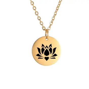 10PCS Lotus Flower Modna Ogrlica Klasično Izdelani iz Nerjavečega Jekla, Nakit, Darilo Lasersko Vgravirana ogrlico, Obesek