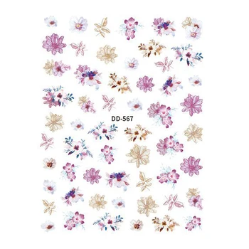 10PCS Metulj in Cvetje Nail Design Nalepke Listov Pisane Flower Nail Art Drsnik Dekorativni Cvet Lak za Manikuro Nalepka