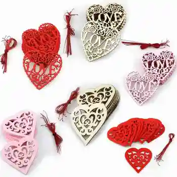 10pcs/set Votlih v obliki Srca Pismo Ljubezen Lesen Obesek valentinov Dekoracijo Dan, Obletnico, Poroko I7J9