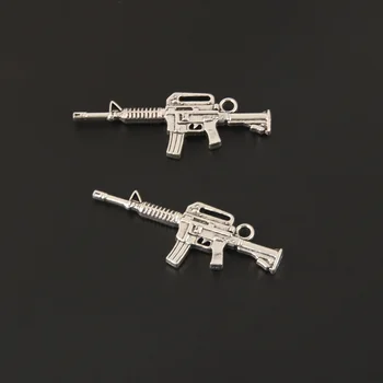 10pcs Srebrne Barve 3D Pištolo Pištolo, Ročno izdelan Ročno Čare Obeski, Nakit Ugotovitve