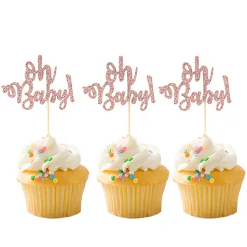 10pcs Torta Dekoraterstvo oh baby divji Črke Bleščeče Cupcake pokrivalo Dekle Rojstni dan Dekoracijo Fantje Stranka Dobave
