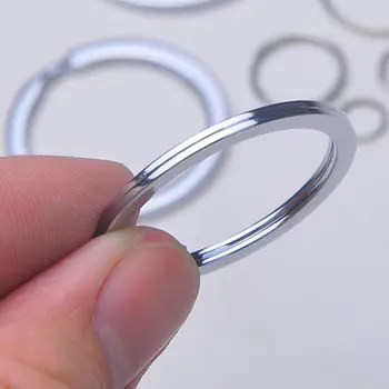 10Pcs Visoke Kakovosti Polirana Srebrna Barva Ključnih Verige Key Ring Ravno črto key ring Keyrings Keychain Nakit, Izdelava Debelo