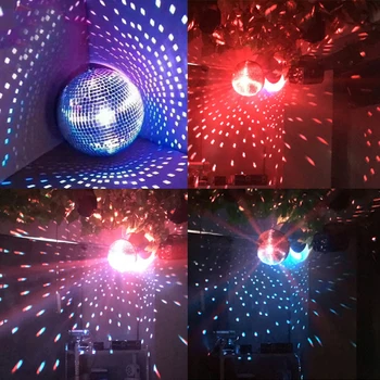 10W RGB Pinspot Stopnji Svetlobe Iver Odsevna Stekla Žogo D25CM 30 CM Visi Disco Ogledalo Žogo Disco Kul, Zabavno Stranka Disco Krogla