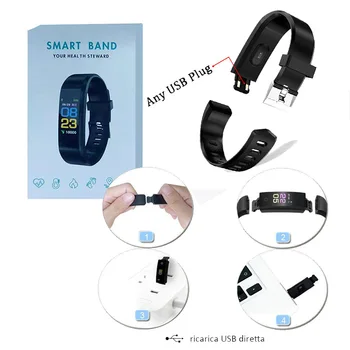115 Plus Pametno Gledati Bluetooth Šport Ure Zdravja Smart Manšeta Srčni Utrip Fitnes Pedometer Zapestnica Nepremočljiva Moški Gledajo