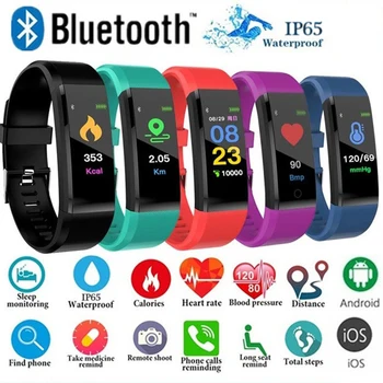 115 Plus Pametno Gledati Bluetooth Šport Ure Zdravja Smart Manšeta Srčni Utrip Fitnes Pedometer Zapestnica Nepremočljiva Moški Gledajo