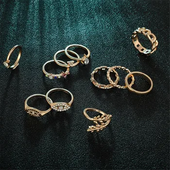 11pcs Obroči Minimalističen Crystal Eye Zlitine Obročki za Ženske Anillos Posla svate Nakit za Dekleta Darilo Bijoux Femme