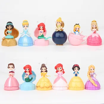 12pcs/veliko Disney Princesa Model Igrače, Lutke Otroka Kapsula Princesa Kroglice Akcijska Figura, Pvc Torto Dekoracijo Igrače Za Otroke