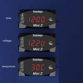12V 3 v 1 Digitalni LED Zaslon Metrov Voltmeter Uro, Termometer Kazalnik Merilnik Plošči Merilnik za Avto, motorno kolo