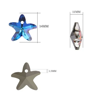 14 mm Zvezda Oblike Eno Luknjo Okrasnih DIY Umetnostne Obrti Kristali Kamni Visoke Kakovosti Stekla Strass Obesek Dodatki