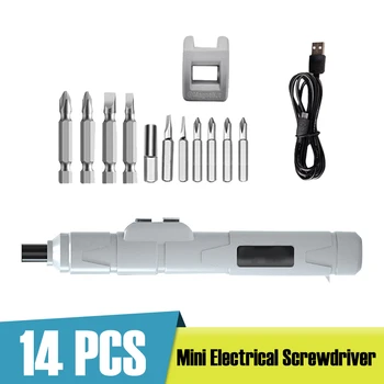 14Pcs Mini Električni Izvijač, Nastavite USB Polnilne Smart Wireless Akumulatorski Vrtalnik z Bitov Kompleti gibljivo Gredjo ročna Orodja