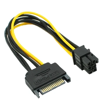 15-Pin SATA Moški 6 Pin Ženski PCI-Express Ženski Video Kartic Napajalnik Kabel(20 CM/8inch)