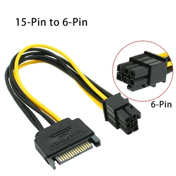 15-Pin SATA Moški 6 Pin Ženski PCI-Express Ženski Video Kartic Napajalnik Kabel(20 CM/8inch)