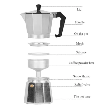 150/300 ml aparat za Kavo Aluminija Moka Kavo Kavo Kavo Espresso Percolator Pot Kavo, grelnik vode Stovetop Kav Maker Za Kuhinjo