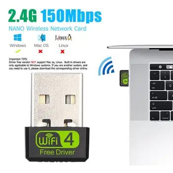 150Mbps Mini WiFi Adapter USB-Prost Gonilnik Wi Fi Dongle Omrežna Kartica Ethernet Brezžični Wi-Fi Sprejemnik za Prenosni RAČUNALNIK Desktop