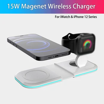 15W Brezžični polnilnik za iphone in apple ura Za iphone 12 Serije Prenosne Magnetne Hitro Polnjenje Polnjenje US UK EU Plug